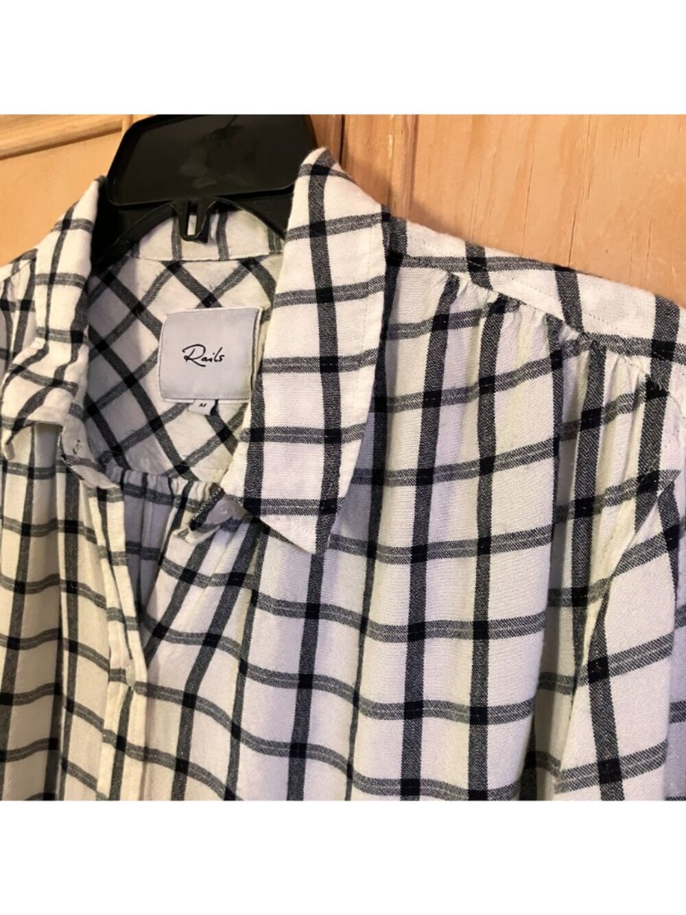 Rails Womens Cozette Ivory Pacific Check Button Down Shirt Medium White SP EXC - Picture 4 of 12